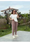 Kadın Modal Dokulu Kumaş Yanı şeritli Takım