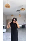 KADIN MODAL KUMAŞ BİSİKLET YAKA VATKALI ELBİSE