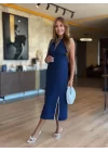 Kadın Modal Kumaş Fermuarlı Kolsuz Midi Boy Elbise
