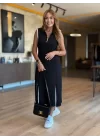 Kadın Modal Kumaş Fermuarlı Kolsuz Midi Boy Elbise