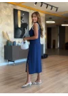 Kadın Modal Kumaş Fermuarlı Kolsuz Midi Boy Elbise