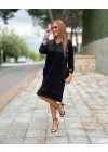 Kadın Modal Kumaş Kol Ve Etek Ucu Payetl Elbise