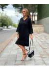 Kadın Modal Kumaş Kol Ve Etek Ucu Payetl Elbise