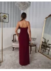 Kadın Omuz Askılı Derin Yırtmaç Detay Maxi Boy Elbise