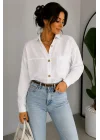 Kadın Pembe Pamuklu Keten Tek Cepli Bohem Pinterest Oversize Gömlek