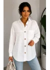 Kadın Pembe Pamuklu Keten Tek Cepli Bohem Pinterest Oversize Gömlek