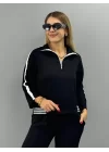 Kadın Polo Yaka Paça Yırtmaçlı Ribanalı İkili Takım