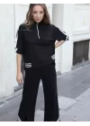 Kadın Polo Yaka Paça Yırtmaçlı Ribanalı İkili Takım