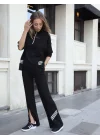 Kadın Polo Yaka Paça Yırtmaçlı Ribanalı İkili Takım