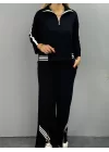 Kadın Polo Yaka Paça Yırtmaçlı Ribanalı İkili Takım