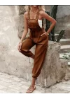 Kadın Poplin Kumaş Likralı Askılı Tulum