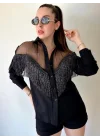 Kadın Püskül Detay Poplin Gömlek Bluz Fırsat Ürün