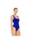 Kadın Saks Mavisi Sıfır Kol Çift Kat İpek Jarse Bodysuit K34
