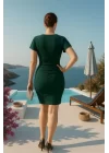 Kadın Sandy Kumaş V Yaka Mini Boy Elbise