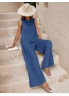 Kadın Sıfır Kollu Bisiklet Yaka Aerobin Bluz Ve Pantolon Ikili Takım