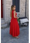 Kadın Sıfır Kollu Bisiklet Yaka Viskon Elbise