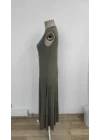 Kadın Sıfır Kollu Bisiklet Yaka Viskon Elbise