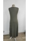 Kadın Sıfır Kollu Bisiklet Yaka Viskon Elbise