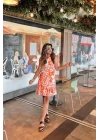 Kadın Sıfır Kollu Bisiklet Yakalı Fırfırlı Desenli Sofya Elbise