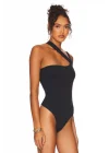 Kadın Siyah Çapraz Askılı Tek Omuz Bodysuit