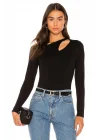 Kadın Siyah Ipek Jarse Uzun Kollu Bluz