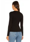 Kadın Siyah Ipek Jarse Uzun Kollu Bluz