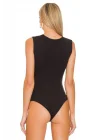 Kadın Siyah Sıfır Kol Ipek Jarse Bodysuit