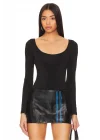 Kadın Siyah Çift Katlı Sandy Kumaş U Yaka Uzun Kol Çıtçıtlı Tanga Bodysuit