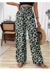 Kadın Süprem Kumaş Beli Lastikli Leopar Desen Pantolon