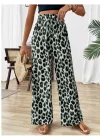 Kadın Süprem Kumaş Beli Lastikli Leopar Desen Pantolon