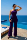 Kadın Tek Omuz Acık Detaylı Scuba Tulum Elbise