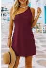 Kadın Tek Omuz Askılı Krep Mini Elbise