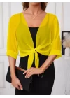 Kadın Truvakar Kollu önden Bağlamalı Kısa şifon Bolero Ceket