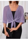 Kadın Truvakar Kollu önden Bağlamalı Kısa şifon Bolero Ceket
