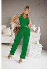 Kadın Üstü V Yaka Kolsuz Krop Alt Beli Lastikli Pantalon İki İplik Takım
