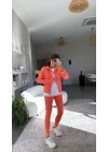 Kadın Uzun Kol Fermuar Detay Ceket Ve Yüksek Bel Toparlayıcı Tayt Ikili Takım