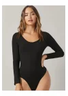 Kadın Uzun Kol Ipek Jarse Bodysuit