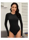 Kadın Uzun Kol Ipek Jarse Bodysuit