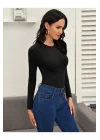 Kadın Uzun Kol Ipek Jarse Bodysuit