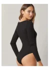 Kadın Uzun Kol Ipek Jarse Bodysuit