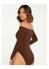Kadın Uzun Kol Ipek Jarse Bodysuit