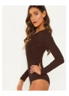 Kadın Uzun Kol Ipek Jarse Bodysuit