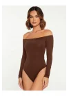 Kadın Uzun Kol Ipek Jarse Bodysuit