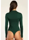 Kadın Uzun Kol Yeşil Ipek Jarse Bodysuit