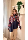 Kadın Uzun Kollu Balıkçı Yaka Asimetrik Kesim Dalgıç Kumaş Bluz
