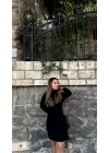 Kadın Uzun Kollu Balıkçı Yaka Kısa şardonlu Kaşkorse Elbise