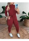 Kadın Uzun Kollu Balıkçı Yaka önden Düğmeli Bluz Ve Pantolon Yumoş Ikili Takım