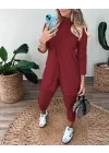 Kadın Uzun Kollu Balıkçı Yaka önden Düğmeli Bluz Ve Pantolon Yumoş Ikili Takım