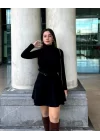 Kadın Uzun Kollu Balıkçı Yaka Salaş Kusa Akrilik Elbise