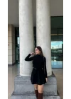 Kadın Uzun Kollu Balıkçı Yaka Salaş Kusa Akrilik Elbise